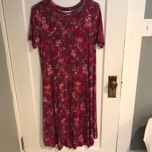 Maroon and flower midi dress